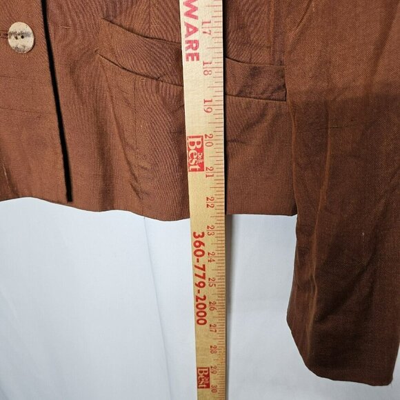 August Silk Co Brown Silk Jacket Blazer Camel Brown Long Sleeve Button Closure 8 - Picture 4 of 7